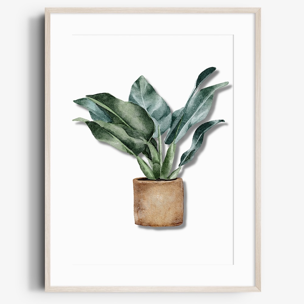 Watercolor Wall Art Botanical Greenery Plants Print Poster Unframed